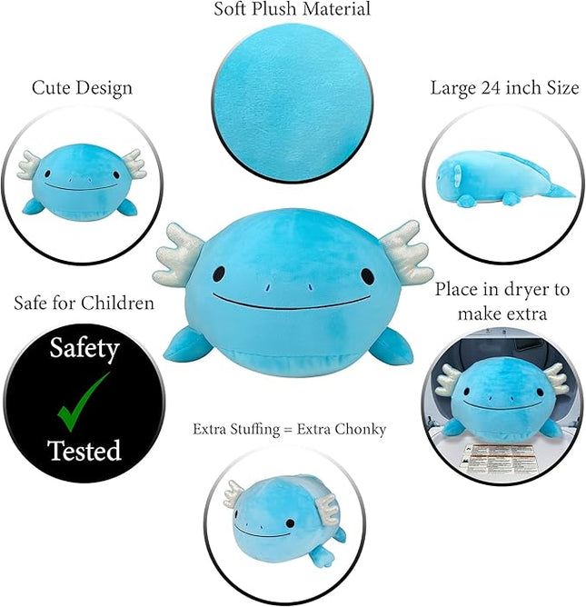 Pineapple Axolotl Plush Toy, 24" Axolotl Stuffed Animal Plushie, Giant Squish Toy, Cute Plushies Kawaii, Gifts for Kids, Girls, Boys, Toddlers (Blue)