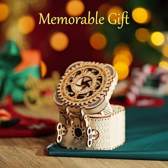 ROKR 3D Wooden Puzzle Mechanical Treasure Box Model DIY Brain Teaser Projects for Adult Age 14+ Birthday Gift Educational Toys Wooden Puzzles for Adults