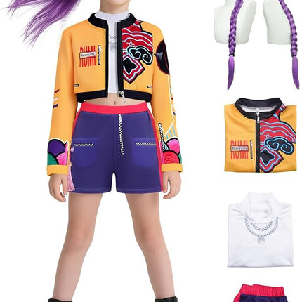 Girls Demon Pop Singer Hunters Costume 3-14 Years Stage Dance Idol Cosplay Outfit, Kids Halloween Costumes