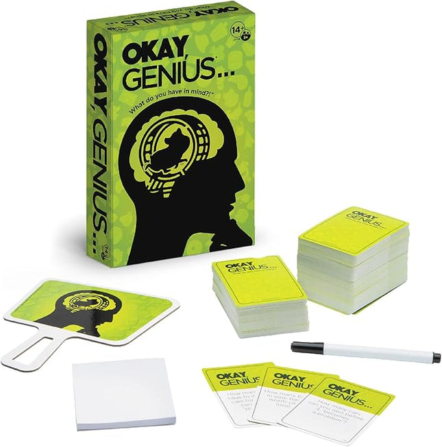 PlayMonster Okay, Genius… Fun Family Game Night Card Game for Teens, Friends & Home - Share Your Opinions on Ridiculous Topics - What Do You Have in Mind?! - for Ages 14 & Up