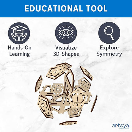 3D Wooden Puzzles for Teens & Adults – Smart Brain Teaser Puzzles, Wood Models, Creative & Educational Fun, Sustainable Materials, Ages 14 and Up Dodecahedron D12