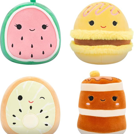 Squishmallows Original 5-Inch Food 4-Pack – Kachina Kiwi, Rayen Pancakes, Visconti Lemon Macaron, Wanda Watermelon – Official Jazwares Plush (Little)