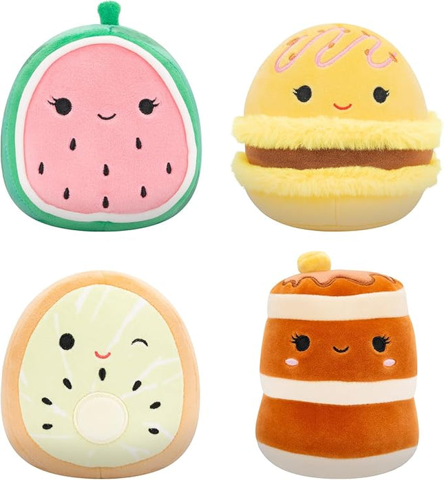 Squishmallows Original 5-Inch Food 4-Pack – Kachina Kiwi, Rayen Pancakes, Visconti Lemon Macaron, Wanda Watermelon – Official Jazwares Plush (Little)