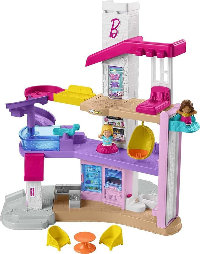 Fisher-Price Little People Toddler Toy Barbie DreamHouse Playset with Music Lights & Figures for Pretend Play Kids Ages 18+ Months