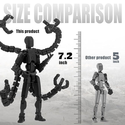 Assembly Completed 7.2inch T13 Action Figure 3D Printed Multi-Jointed Movable T13 Nova 13 Robot 13 Action Figure Desktop Decorations for Game Lovers (Black2)