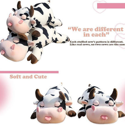 Cow Plush Pillow - 19.6 Inch Cow Stuffed Animal - Birthday Christmas Valentine’s Day Gift for Kids Adults Boys Girls