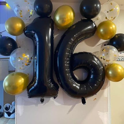 Smlpuame 40 inch Number Balloon 0-9 Black Large Number 6 Balloons,Digital Balloons for Birthday Party Celebration Decorations Supplies, Helium Foil Number Balloons for Wedding Anniversary