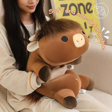 SQEQE Weighted Highland Cow Plush, Weighted Highland Cow Stuffed Animal, Cute Cow Plushies Soft Pillow Toy Gift for Kids Adults 9.8 Inch, 0.8 Lbs