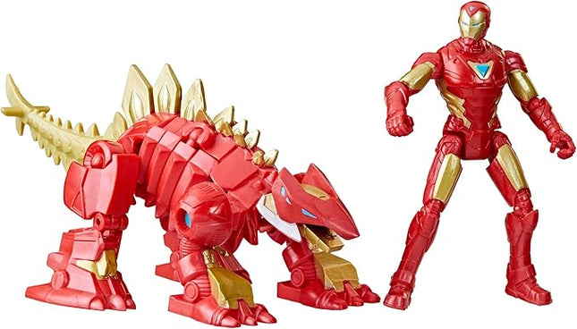 Marvel Mech Strike Mechasaurs, 4-Inch Iron Man with Iron Stomper Mechasaur Action Figures, Super Hero Toys for Kids Ages 4 and Up