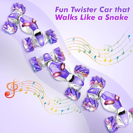 Gesture Sensing RC Stunt Car Boys Aged 6-12 Birthday Gift Ideas- 4WD RC Car Toy for Kids, Hand-Controlled & 2.4Ghz with Light & Music, Remote Control Twist Cars, All-Terrain Off-Road Vehicle