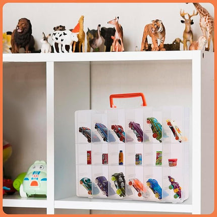 Plastic Toy Storage Box, 48 Adjustable Compartments for Mini Brands, Hot Wheels, Shopkins, L.O.L. Surprise! Dolls, and Small Plastic Toys, Storage Organizer and Display Case