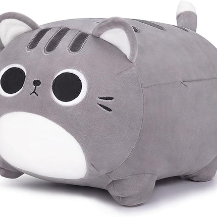 Auspicious beginning Grey Cat Stuffed Animal-15.8'' Cat Plush Toy, Cat Plushie Pillow, Kawaii Soft Plush Cat Pillow Stuffed Cat Toys, Room Decoration Chirsmas Birthday Gifts for Kids Girls Boys