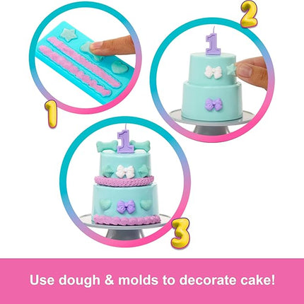 Barbie Party Unboxed Doll & Accessories, Pet Birthday Series Party Stars Set with 10 Surprises Including Color Change & Cake-Decorating Activity