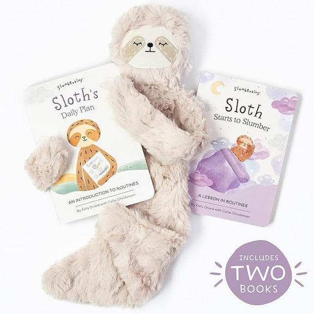 Slumberkins Sloth Snuggler & 2 Board Books Complete Set Bundle | Promotes Routines, Relaxation & Coping Skills | Social Emotional Learning Soft Plush Animal (Sloth Snuggler Plush + 2 Board Books)