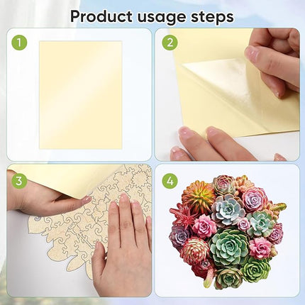 delobil Succulent Bouquet Wooden Puzzles for Adults, 500 Pieces Mandala Round Jigsaw Puzzles, Royal Size Unique Shaped Liberty Wood Puzzle Gift for Kids, Family Game 16.7'' x 16.3''