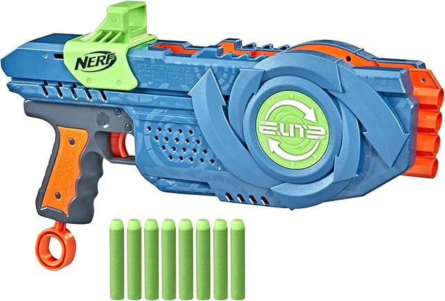 Nerf Elite 2.0 Flipshots Flip-8 Blaster, Rotating Dart Barrels, 8-Dart Capacity, 8 Elite Darts, Toy Foam Blasters, Kids Outdoor Games & Toys for Boys & Girls, Blue