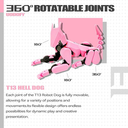 (Assembly Completed) T13 Action Figure Set, 3D Printed Toys Robo 13 Action Figure,Dummy 13 Titan 13 Action Figure (Pink Black + Dog)