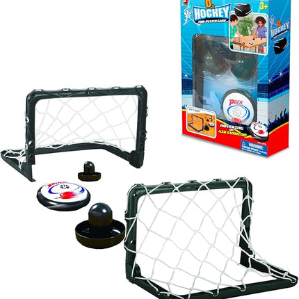 O2 Hockey - Table Top Hockey Game Set for Kids & Family. 2 Players Portable & Fast-Paced Fun Sport Game for Ages 3+ Boys & Girls. Electronic Air Puck, Strikers & Nets Included.