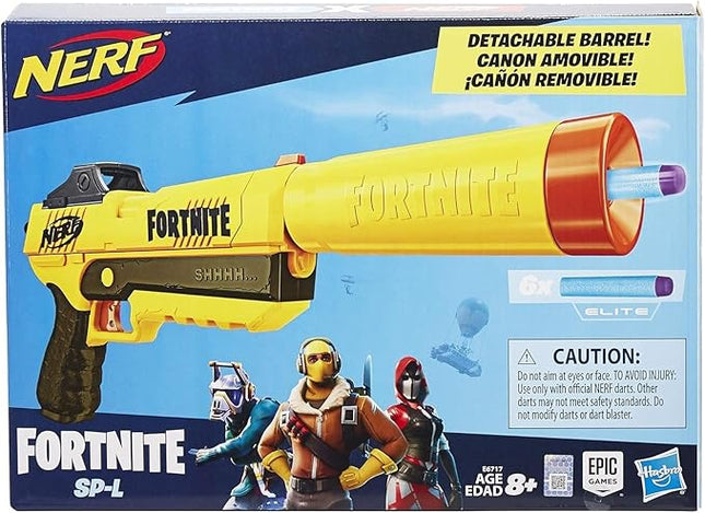 NERF Fortnite SP-L Elite Dart Blaster with Detachable Barrel and 6 Official Nerf Fortnite Elite Darts (Amazon Exclusive)
