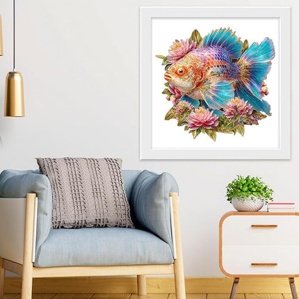 Wooden Puzzles for Adults, Lucky Carp Wooden Jigsaw Puzzles 203pcs, 11.1x11.5 inch Art Adult Puzzles, Irregular Wood Puzzles Creative Gift for Adults