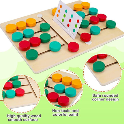 AugToy Montessori Color Matching Learning Toys Sliding Puzzle for Kids 3 4 5 6 7 Years Old Preschool Logic Game Brain Teasers Boys Girls 2 Players Educational Wooden Toddler Travel Toys Gifts