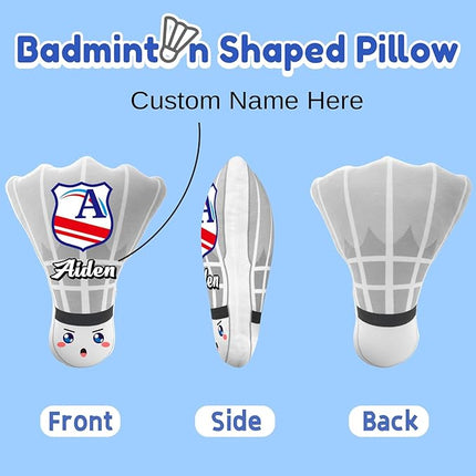 Custom BadmintonPillows with Text Badminton Plush Stuff for Boys Girls Creative Room Decor Personalized Pillows Toy Birthday Party Easter Gifts for Boys Girls Toddler Kids Adults
