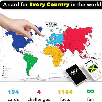 The World Game - Geography Card Game - Educational Games for Kids, Family and Adults - Cool Learning Gift Idea for Teenage Boys & Girls 8-12 with Map