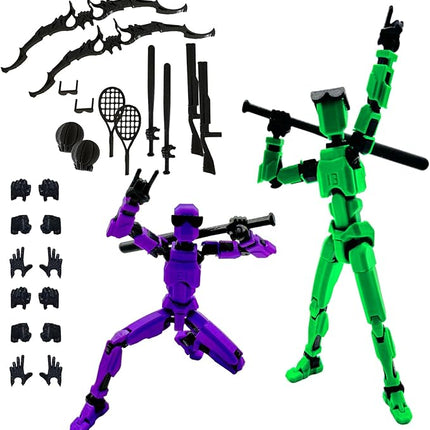 3D Printed 5.54-inch Multi-Jointed Action Figures Dummy13, Full Body Mechanical Movable Toy, Multiple Accessories, Hand Painted Figure, Desk Decoration, Creative Gifts (Sport-set4)