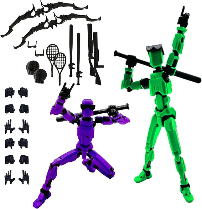 3D Printed 5.54-inch Multi-Jointed Action Figures Dummy13, Full Body Mechanical Movable Toy, Multiple Accessories, Hand Painted Figure, Desk Decoration, Creative Gifts (Sport-set4)