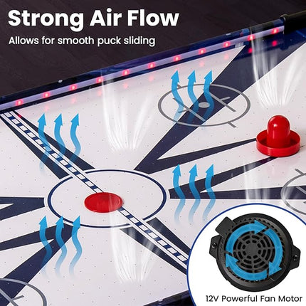 KOTEK 54 Inch Air Hockey Table, Light-Up Table Hockey with Digital Led Scoreboard & Powerful 12V Motor, Hockey Table Game for Game Room, Home & Office, Includes 2 Pucks & 2 Pushers