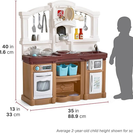 Step2 Fun with Friends Kids Kitchen Playset, Indoor/Outdoor Kitchenette, Interactive Play with Lights and Sounds, Durable Plastic, Includes 25 Piece Toy Accessories, Toddlers 2+ Years Old, Pink