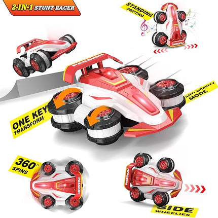 Upgraded Remote Control Car 360° Spins RC Car 2- in-1 Anti-Gravity RC Racer Wheelie Drift Stunt Car with Lights&Music Birthday Gifts Toys for 6 7 8 9 10 11 12 Year Old Boys