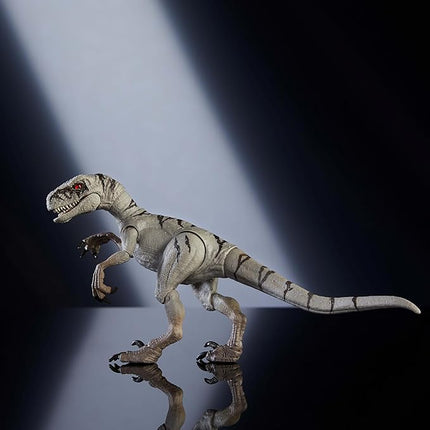 Mattel Jurassic World Hammond Collection Dinosaur Action Figure Toy, Atrociraptor Ghost, Premium Movie Design with Glass Eyes & 14 Points Articulation