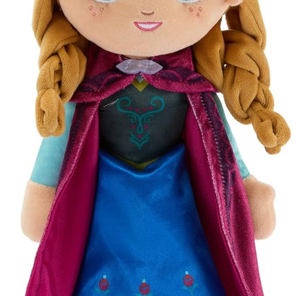 Disney Store Official Anna Plush Doll - 14 Inch Disney Plush with Velour Cape with Decorative Printed Filigree & Foam Clasp, Satin Dress, Boots & Embroidered Features - Frozen Toys for Girls