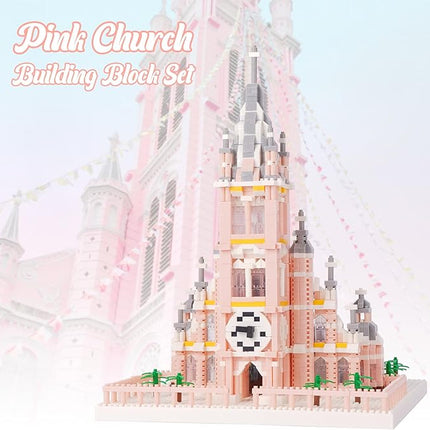Micro Mini Building Blocks Pink Church Model Building Set Famous Architecture Model Building Kit