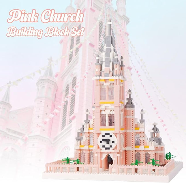 Micro Mini Building Blocks Pink Church Model Building Set Famous Architecture Model Building Kit