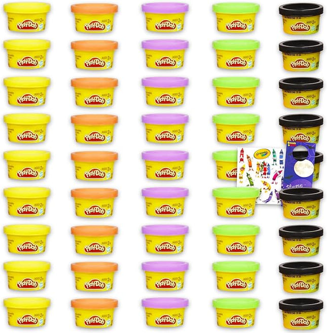 Play Doh Bulk 45 Pack - Bundle with 45 Cans for Party Favors, Trick or Treating, Kids Arts & Crafts Plus Tattoos | Play Doh Kit (Halloween Packaging)