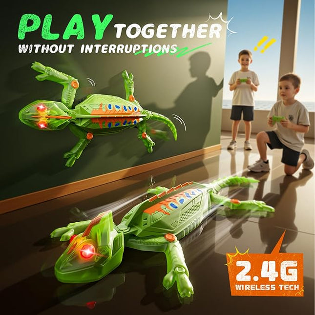 Glow-in-The-Dark Wall Climbing Chameleon, Remote Control Car Kids Toys with Rechargeable Indoor Wall Crawler Robot Geckos Toys Gifts for Boys & Girls Ages 3 & Up