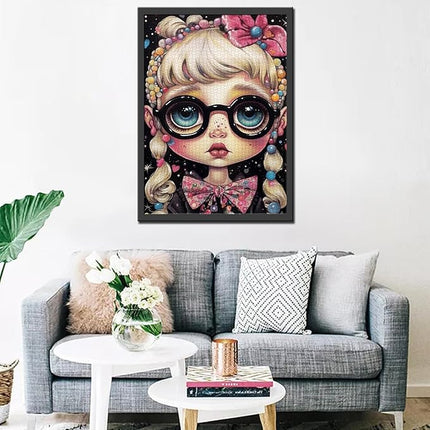 Candy Freckle Girl Jigsaw Puzzle Glasses Doll 1000 Piece Jigsaw Puzzles for Adults Home Decor Family Puzzle Perfect for Game Nights Ideal Gift 20 x 27 Inch
