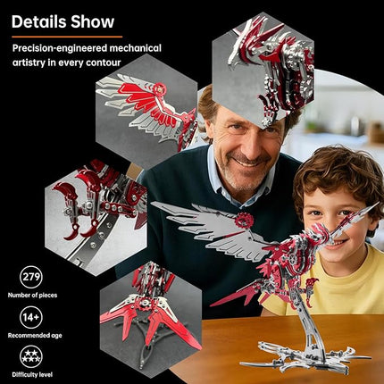 Eagle 3D Metal Model Kits for Adults and Teens,3D Metal Puzzles, Mechanical Assembly Models, Collectible Mechanical Engineering Crafts for Home Office Decoration & Gift (Red)