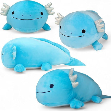 Pineapple Axolotl Plush Toy, 24" Axolotl Stuffed Animal Plushie, Giant Squish Toy, Cute Plushies Kawaii, Gifts for Kids, Girls, Boys, Toddlers (Blue)