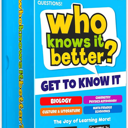 Board Games for Kids 8-12 and Family - Set of 4 Who Knows It Better? - 2000+ Questions Across Biology, Culture, STEM and Math - Educational Trivia Cards for Learning and Game Night