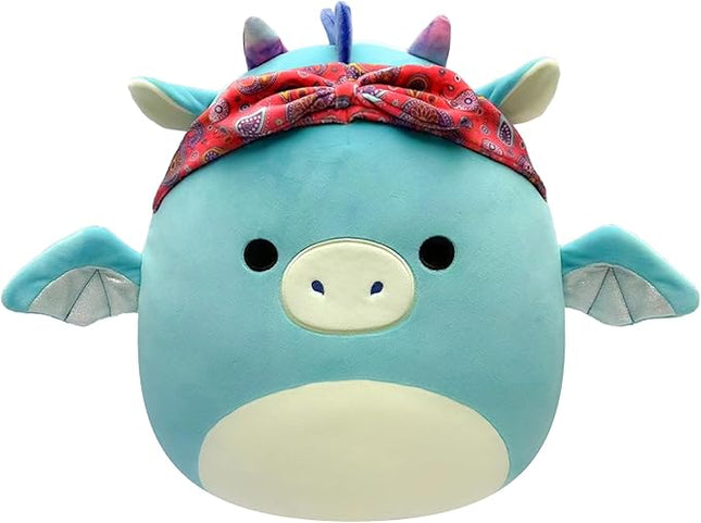 Squishmallows Original 14-Inch Tatiana Teal Dragon with Red Bandana - Large Ultrasoft Official Jazwares Plush