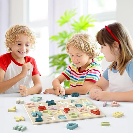 Alphabet Puzzles, ABC Preschool Learning Toys, Wooden Toys for Toddlers, Alphabet Shape Puzzles for Kids, Gift for Girls Boys