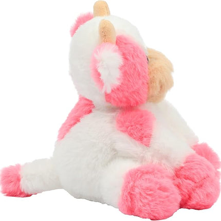 Hopearl Adorable Plush Cow Toy Floppy Dairy Cattle Soft Stuffed Animal Cute Birthday Gifts for Boys Girls Kids Toddlers, Strawberry Pink, 9''