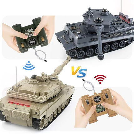 Rc Tanks,1:28 WW2 M1A2 America Army Tank Toys for Boys,9 Channels Remote Control Cars with Sound and Light, RC Military Truck Vehicle for Kids Boys Girls (Khaki)
