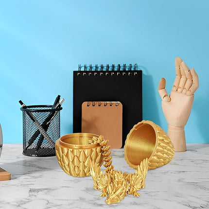 Winged Dragon Surprise Egg 3D Printed Eggs with Dragon Inside Collectible Fantasy Desk Toy Gifts for Kids Adults Christmas Easter Birthdays Holiday Decor(Gold,Large)