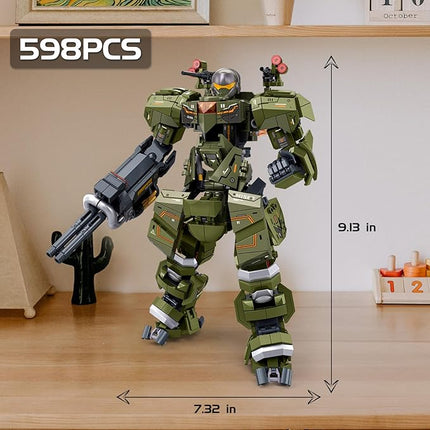 Mech Robot Transforming Building Blocks Set for Adults, Green City Protector Mecha Model Action Figures, Cool Creative Robots STEM Toys Gift for Teens Boys, 598 Pieces