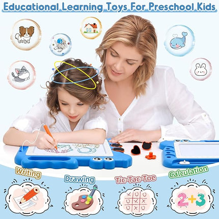 AiTuiTui Magnetic Drawing Board Toddler Toys Gift for Girls Boys, Color Sketch Writing Scribble Doodle Pad Travel Games, Educational Learning Kids Toys for Toddlers Birthday Stocking Stuffers (Blue)