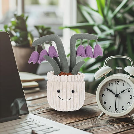 Apricot Lamb Soft Flores Convallariae Plant Plush Toy, Stuffed Purple Flower Pot, Kawaii Plushie for Kids